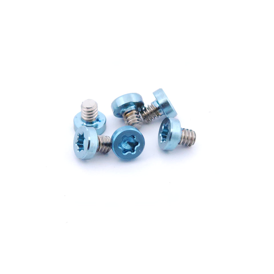 Titanium 2-56 Size Screws (Set of SIX for Slider Plates) "Ice Blue"