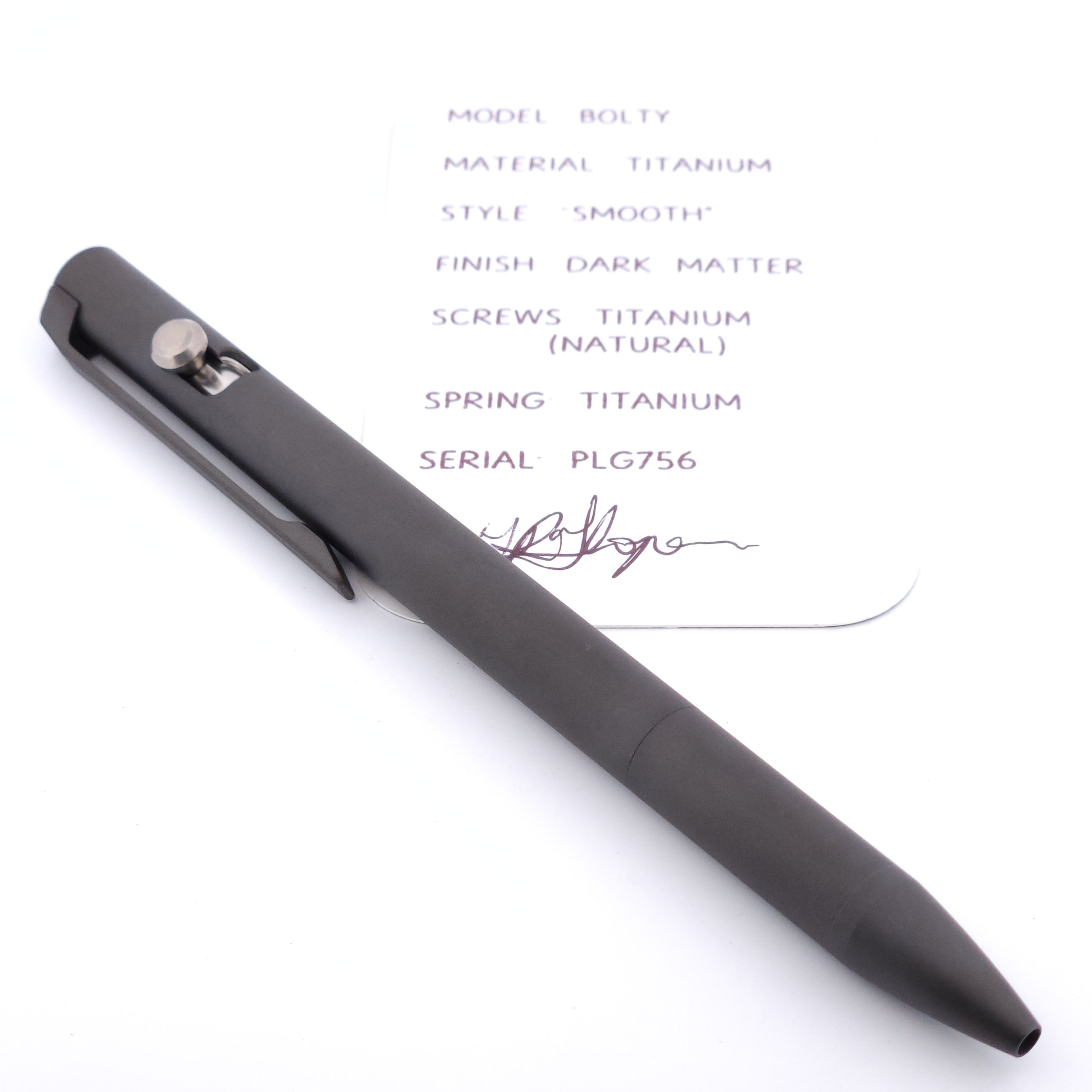 PenLab™ Custom Bolty Pen: PLG756 - "Smooth" (Dark Matter)